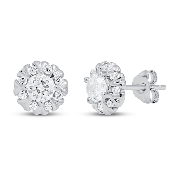 Diamond Halo Earrings 1 ct tw 10K White Gold