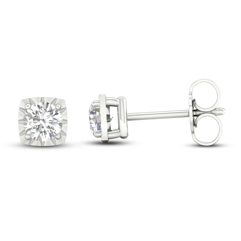 Diamond Solitaire Stud Earrings 1/4 ct tw Round-cut 10K White Gold (I/I3)