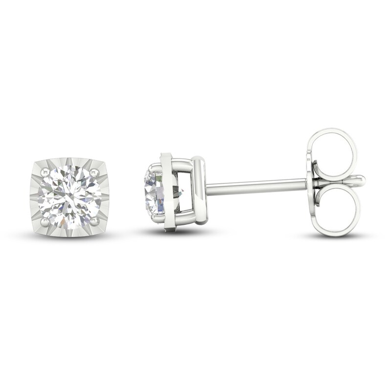 Diamond Solitaire Stud Earrings 1/4 ct tw Round-cut 10K White Gold (I/I3)