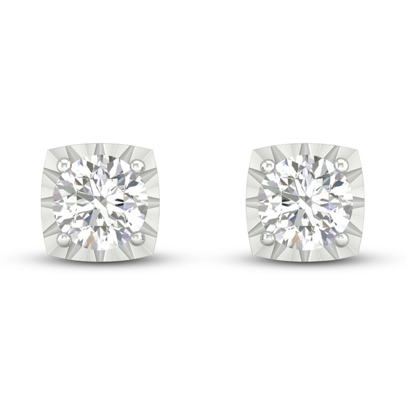 Diamond Solitaire Stud Earrings 1/4 ct tw Round-cut 10K White Gold (I/I3)
