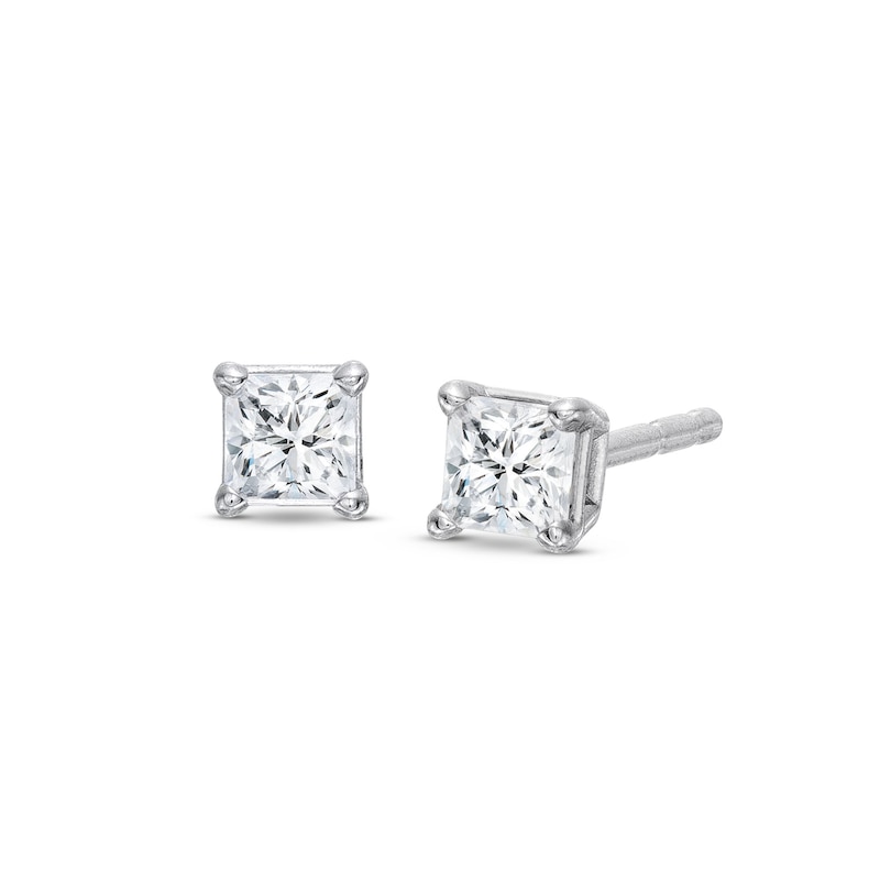 Diamond Solitaire Earrings 1/4 ct tw Princess-Cut 14K White Gold (J/I3)