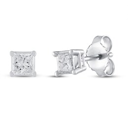 Diamond Solitaire Earrings 1/3 ct tw Princess-Cut 14K White Gold
