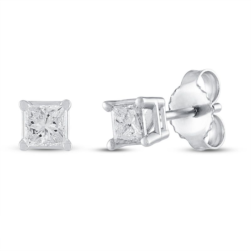 Diamond Solitaire Earrings 1/3 ct tw Princess-Cut 14K White Gold (J/I3)