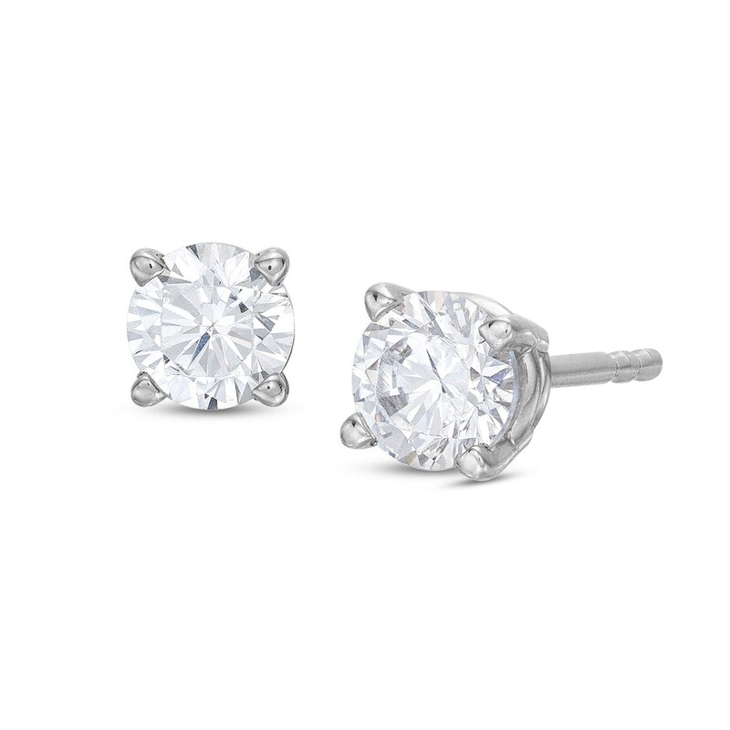 Diamond Solitaire Earrings 1/2 ct tw Round-Cut 14K White Gold (J/I3)