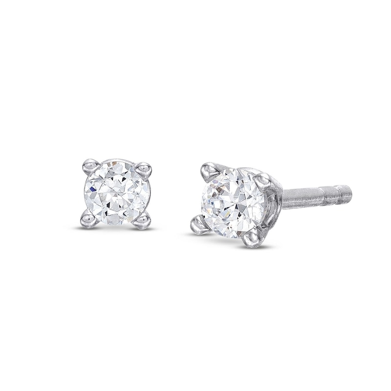 Diamond Solitaire Earrings 1/10 ct tw Round-cut 14K White Gold (J/I2)