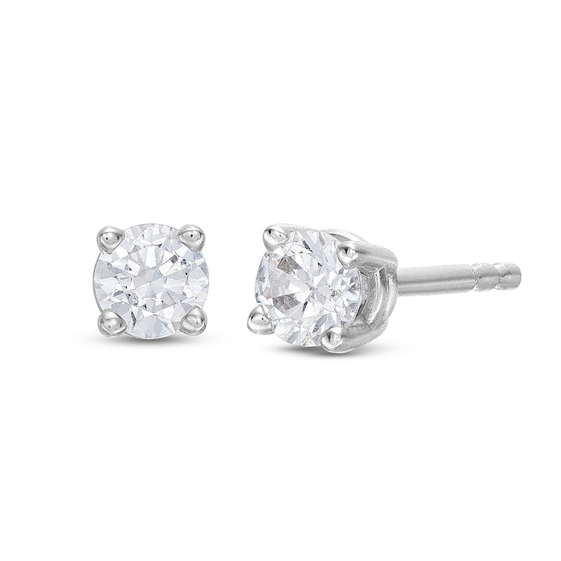 Diamond Solitaire Earrings 1/4 ct tw Round-cut 14K White Gold (J/I2)