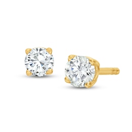 Diamond Solitaire Earrings 1/4 ct tw Round-cut 14K Yellow Gold
