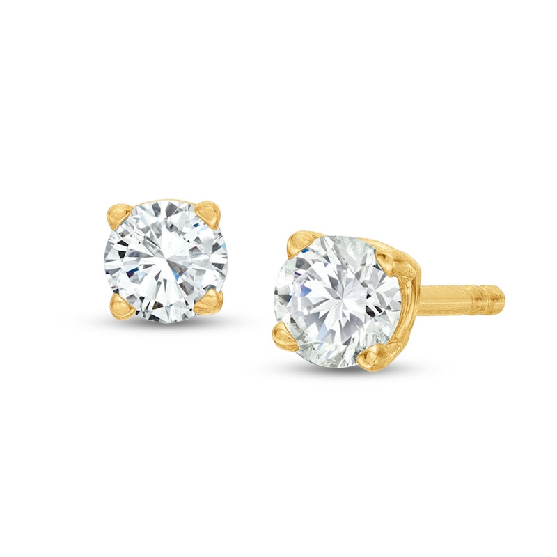 Main Image 1 of Diamond Solitaire Earrings 1/4 ct tw Round-cut 14K Yellow Gold (J/I2)