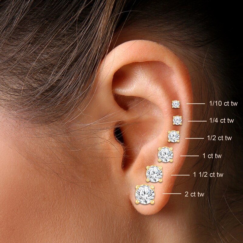 Main Image 4 of Diamond Solitaire Earrings 1/4 ct tw Round-cut 14K Yellow Gold (J/I2)