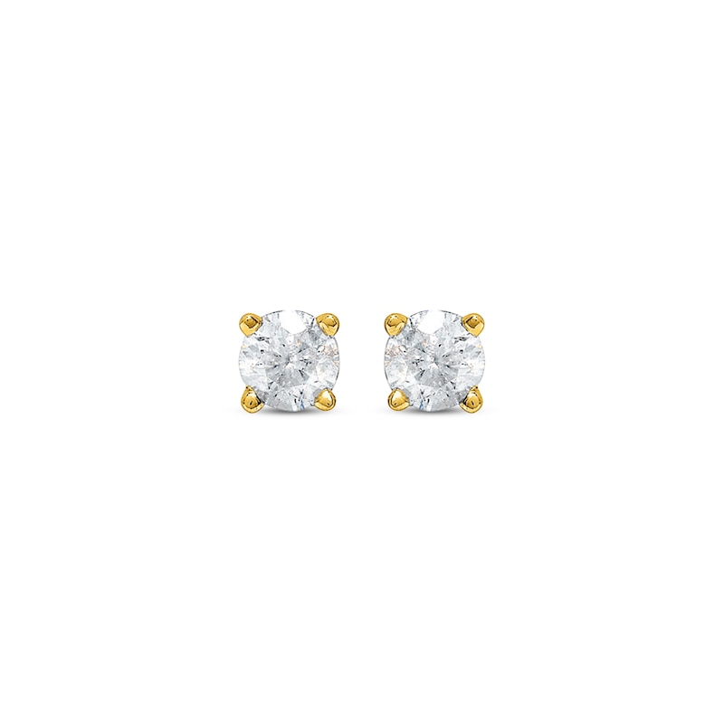 Diamond Solitaire Earrings 1/2 ct tw Round-cut 14K Yellow Gold (J/I2 ...