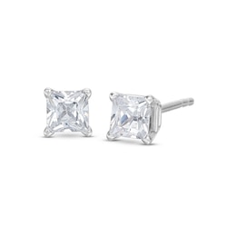 Diamond Solitaire Earrings 1/2 ct tw Princess-cut 14K White Gold