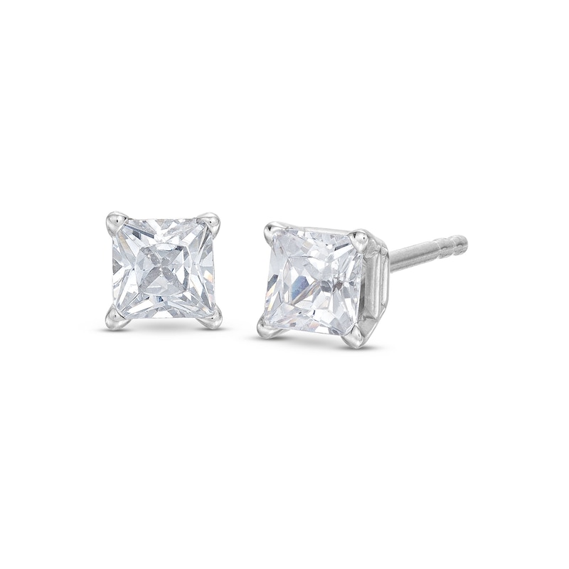 Diamond Solitaire Earrings 1/2 ct tw Princess-cut 14K White Gold (J/I2)