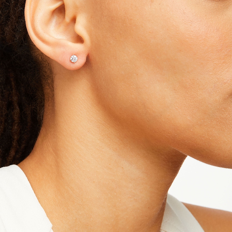 Main Image 2 of Diamond Solitaire Stud Earrings 5/8 ct tw Round-Cut 14K White Gold (J/I3)