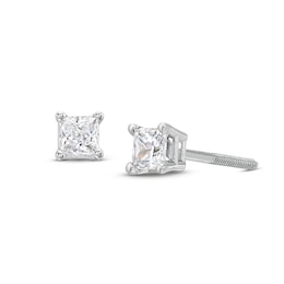 Diamond Solitaire Stud Earrings 1/3 ct tw Princess-cut 14K White Gold (J/I1)
