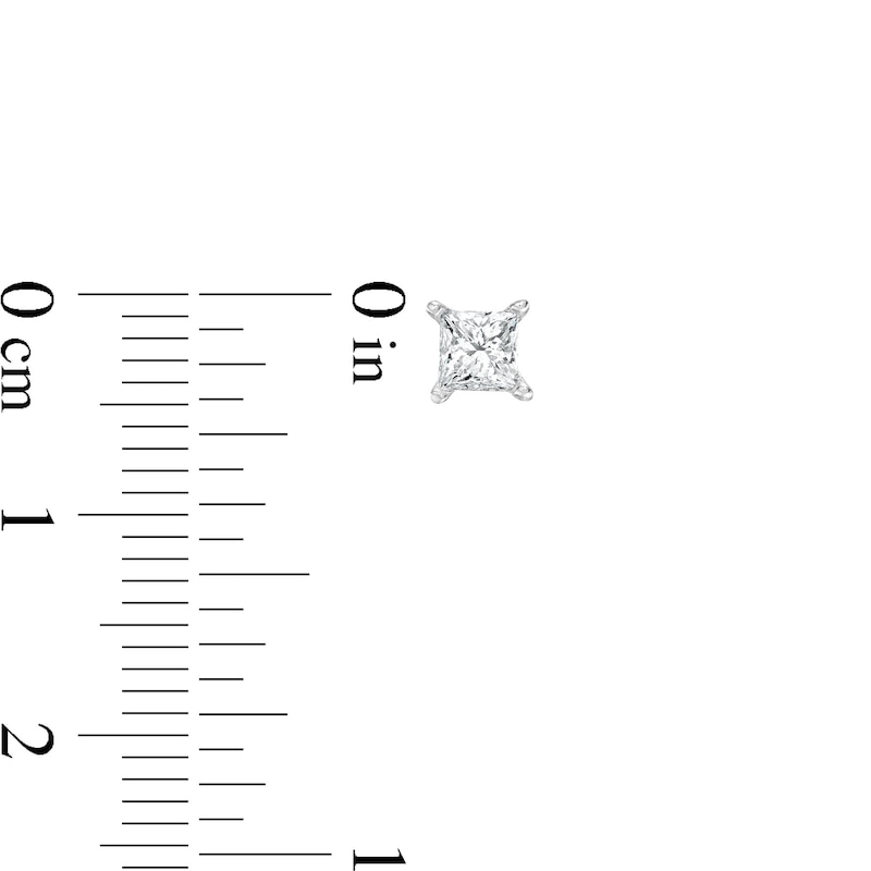 Main Image 3 of Diamond Solitaire Stud Earrings 1/2 ct tw Princess-cut 14K White Gold (J/I1)