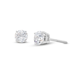 Diamond Solitaire Stud Earrings 3/4 ct tw Round-cut 14K White Gold (J/I1)