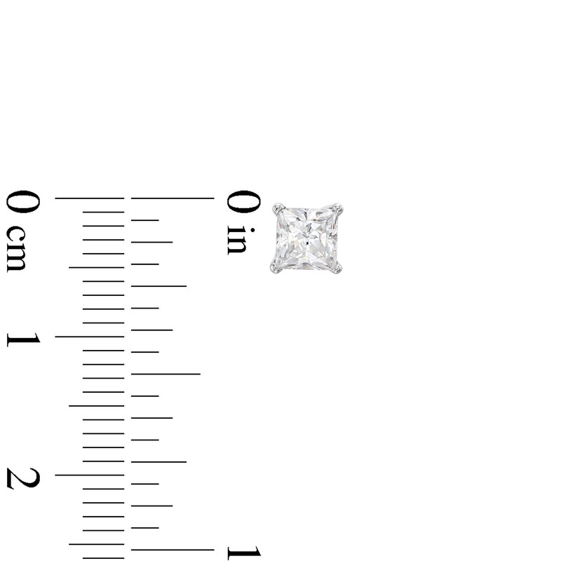Main Image 3 of Diamond Solitaire Stud Earrings 1 ct tw Princess-cut 14K White Gold (J/I1)