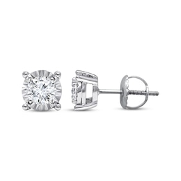Radiant Reflections Diamond Solitaire Stud Earrings 7/8 ct tw Round-cut 10K White Gold (J/I3)
