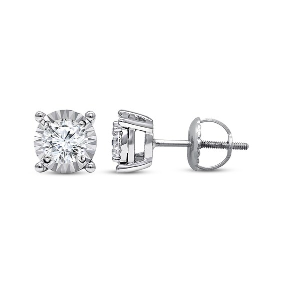 Radiant Reflections Diamond Solitaire Stud Earrings 7/8 ct tw Round-cut 10K White Gold (J/I3)