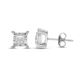 Radiant Reflections Diamond Solitaire Stud Earrings 7/8 ct tw Princess-cut 10K White Gold (J/I3)