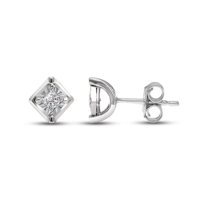Radiant Reflections Diamond Solitaire Stud Earrings 1/4 ct tw Princess-cut Sterling Silver