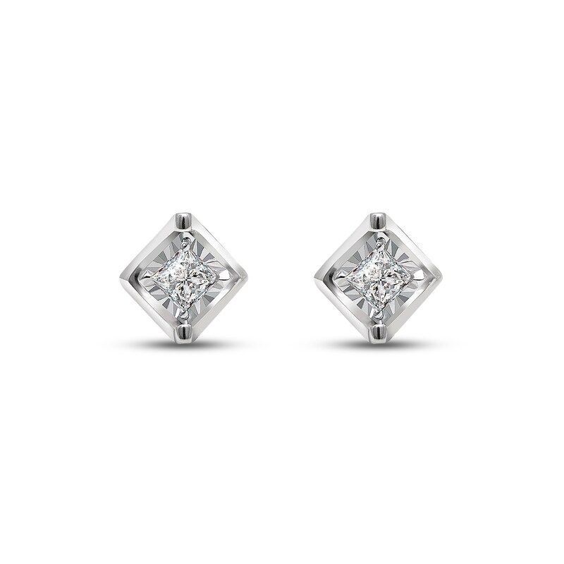 Radiant Reflections Diamond Solitaire Stud Earrings 1/4 ct tw Princess-cut Sterling Silver