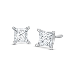 Lab-Created Diamonds by KAY Princess-Cut Solitaire Stud Earrings 1/2 ct tw 14K White Gold