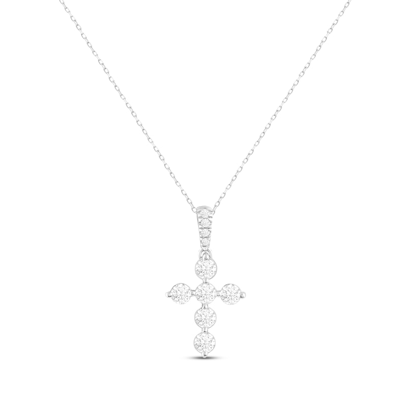 Main Image 1 of KAY Lab-Grown Diamonds Cross Necklace 1 ct tw 14K White Gold 18"
