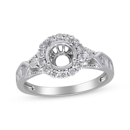 Round & Baguette-Cut Diamond Ring Setting 5/8 ct tw 14K White Gold