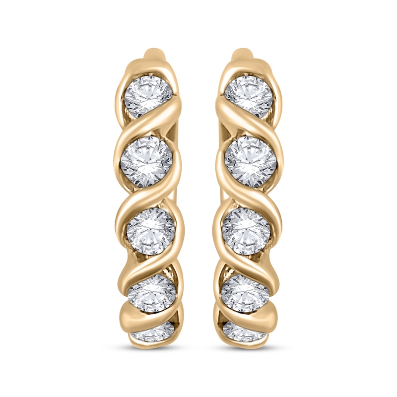 Main Image 2 of Diamond Twist Hoop Earrings 1/10 ct tw 10K Yellow Gold