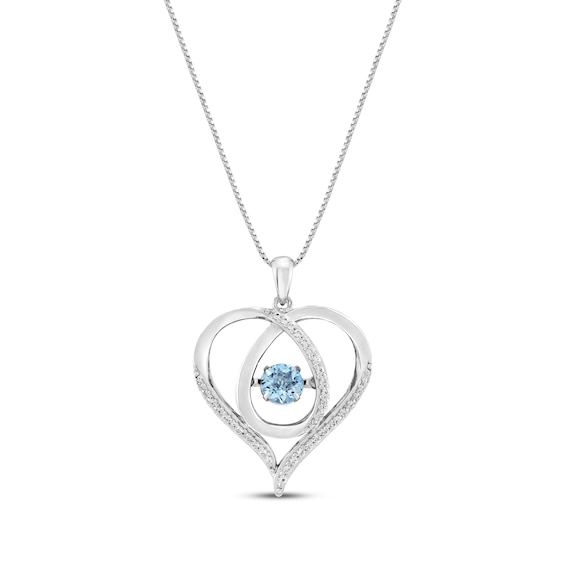 Unstoppable Love Swiss Blue Topaz & White Lab-Created Sapphire Heart Necklace Sterling Silver 18"