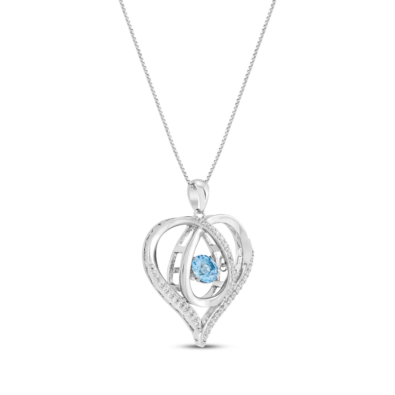Main Image 2 of Unstoppable Love Swiss Blue Topaz & White Lab-Created Sapphire Heart Necklace Sterling Silver 18"