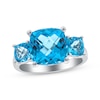 Thumbnail Image 0 of Cushion-Cut Sky & Swiss Blue Topaz Three-Stone Ring Sterling Silver