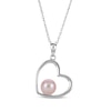 Thumbnail Image 1 of Pink Cultured Pearl Heart Necklace & Earrings Gift Set Sterling Silver