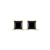Thumbnail Image 2 of Princess-Cut Black Diamond Solitaire Stud Earrings 1 ct tw 14K Yellow Gold (I3)