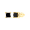 Thumbnail Image 1 of Princess-Cut Black Diamond Solitaire Stud Earrings 2 ct tw 14K Yellow Gold (I3)