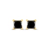Thumbnail Image 2 of Princess-Cut Black Diamond Solitaire Stud Earrings 2 ct tw 14K Yellow Gold (I3)