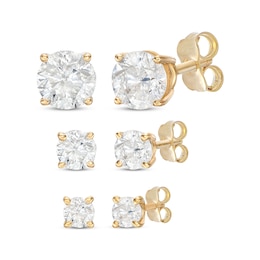 Round-Cut Diamond Solitaire Stud Earrings Set 1 ct tw 10K Yellow Gold (J/I3)