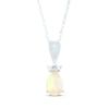 Thumbnail Image 1 of Pear-Shaped Opal & Diamond Accent Necklace 10K White Gold 18"
