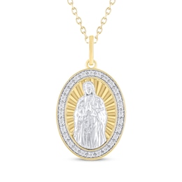 Diamond Our Lady of Guadalupe Necklace 1/10 ct tw 10K Two-Tone Gold 18"