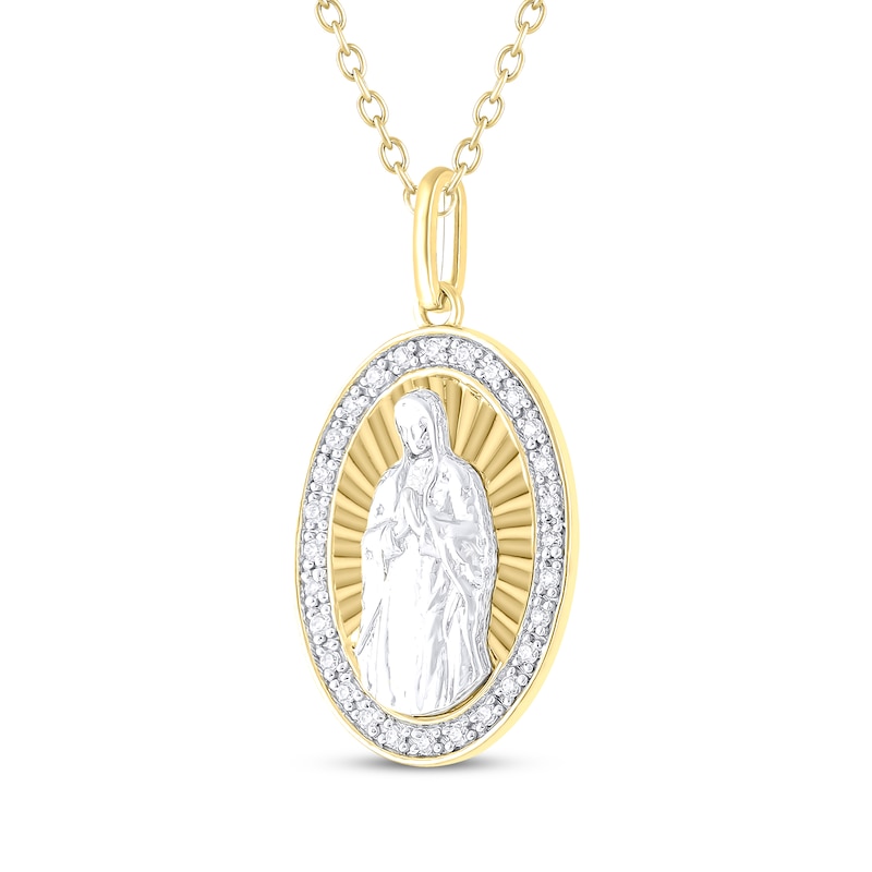 Main Image 2 of Diamond Our Lady of Guadalupe Necklace 1/10 ct tw 10K Two-Tone Gold 18"