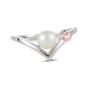 Thumbnail Image 0 of Cultured Pearl Chevron with Heart Ring Sterling Silver & 10K Rose Gold