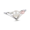 Thumbnail Image 1 of Cultured Pearl Chevron with Heart Ring Sterling Silver & 10K Rose Gold