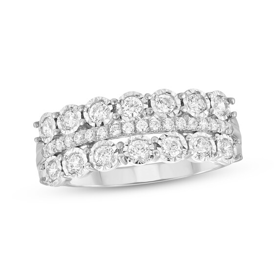 Adore Diamond Three-Row Anniversary Ring 1/2 ct tw 10K White Gold