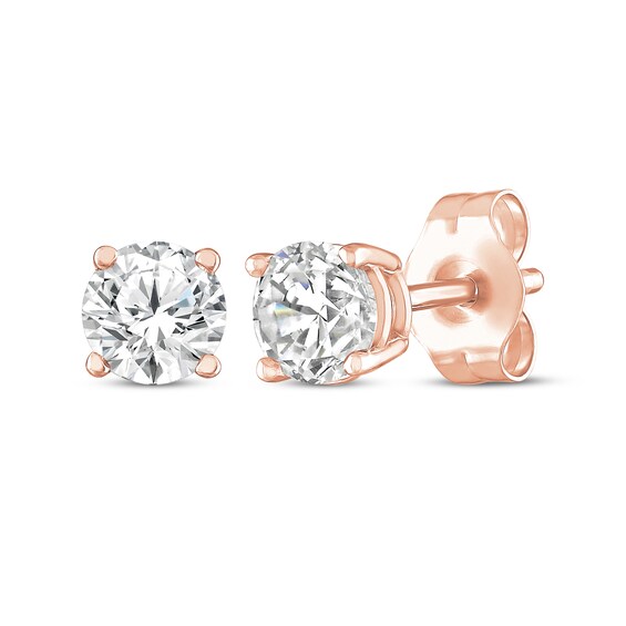 Round-Cut Diamond Solitaire Stud Earrings 1/2 ct tw 14K Rose Gold (J/I2)