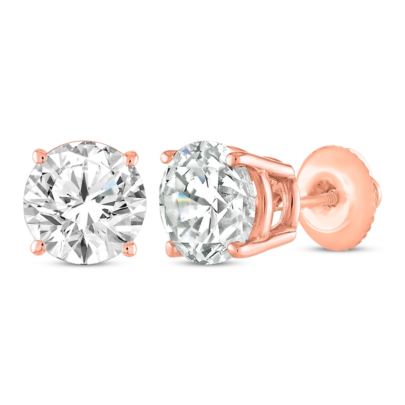 Round-Cut Diamond Solitaire Stud Earrings 1 ct tw 14K Rose Gold (J/I2 ...