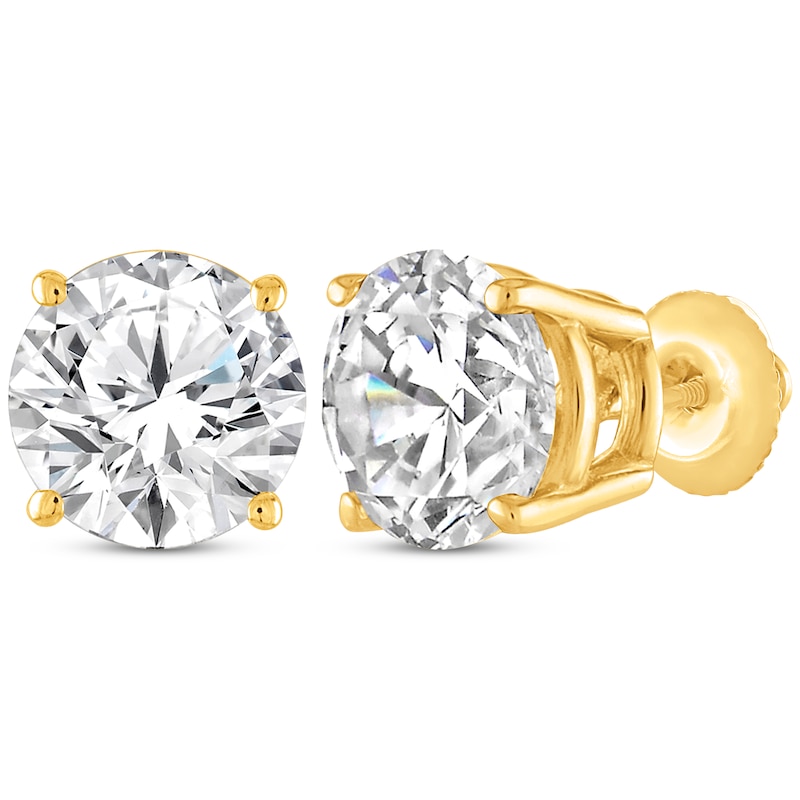 Main Image 1 of Round-Cut Diamond Solitaire Stud Earrings 2 ct tw 14K Yellow Gold (J/I2)