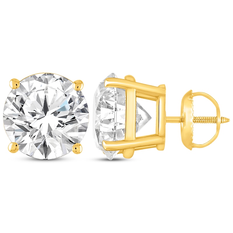 Main Image 3 of Round-Cut Diamond Solitaire Stud Earrings 2 ct tw 14K Yellow Gold (J/I2)