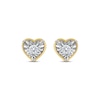 Thumbnail Image 2 of Round-Cut Diamond Solitaire Heart Frame Stud Earrings 1/8 ct tw 10K Yellow Gold (I/I3)