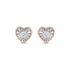 Thumbnail Image 1 of Round-Cut Diamond Solitaire Heart Frame Stud Earrings 1/8 ct tw 10K Rose Gold (I/I3)
